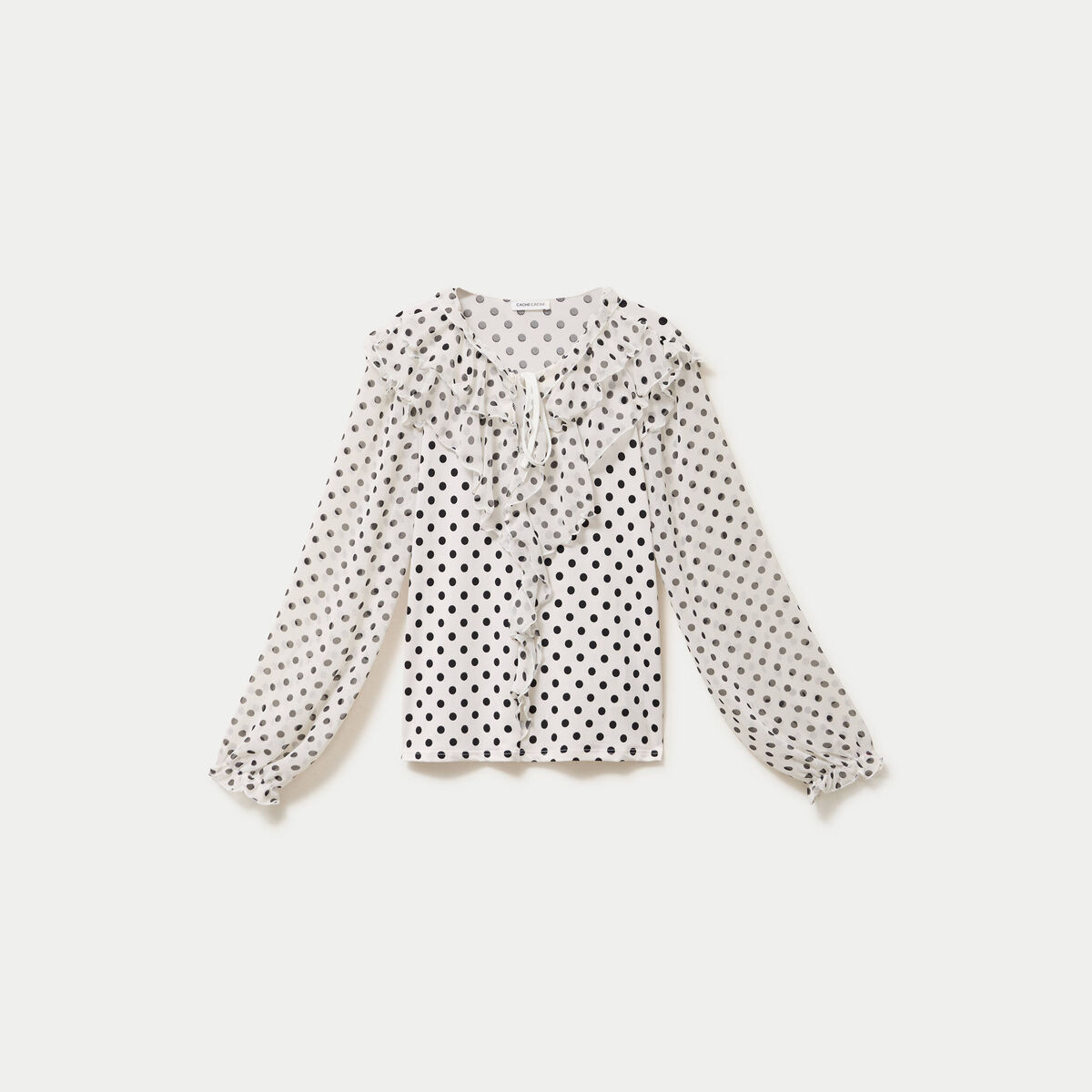 Blouse droite voile manches longues blanc femme