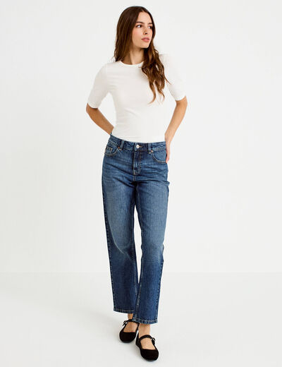 Jean droit taille standard bleu femme