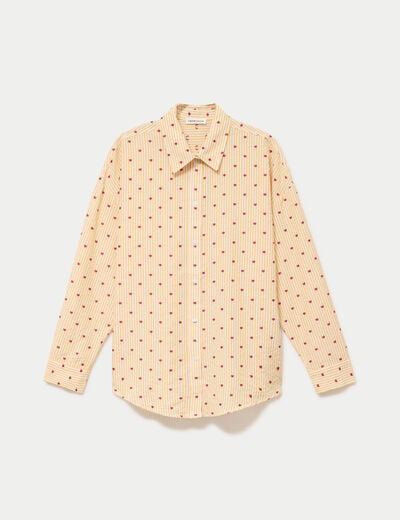 Chemise oversize manches longues jaune femme