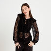 Blouse dentelle manches longues noir femme