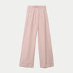 Pantalon large taille haute beige femme
