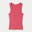 D&eacute;bardeur c&ocirc;tel&eacute; col rond rose framboise femme