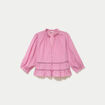 Blouse cintr&eacute;e col v manches 3/4 mauve femme
