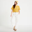 T-shirt macram&eacute; col rond jaune femme