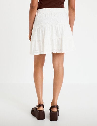 Jupe courte &eacute;vas&eacute;e en maille ecru femme
