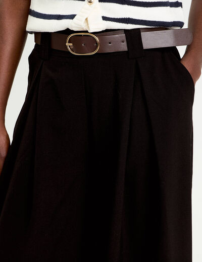 Pantalon large avec ceinture noir femme
