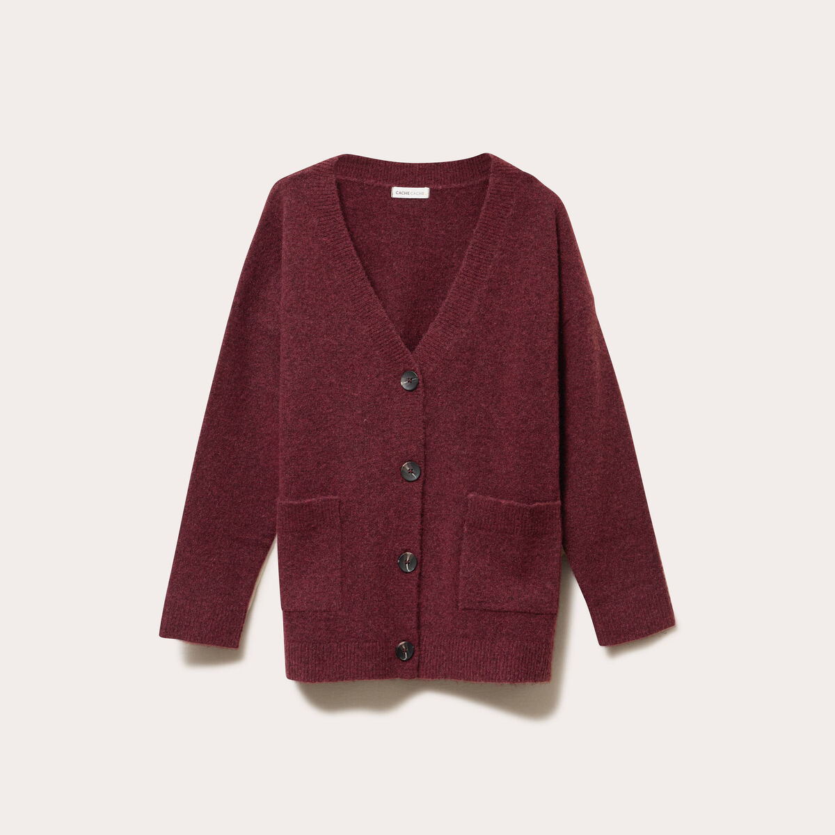Gilet col v violet fonc&eacute; femme