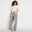 Jean wide leg broderie taille haute denim gris femme