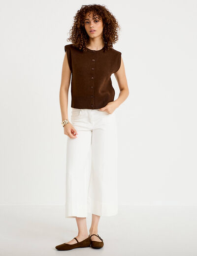 Gilet sans manches marron fonc&eacute; femme