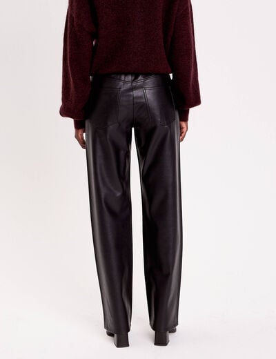 Pantalon droit similicuir noir femme