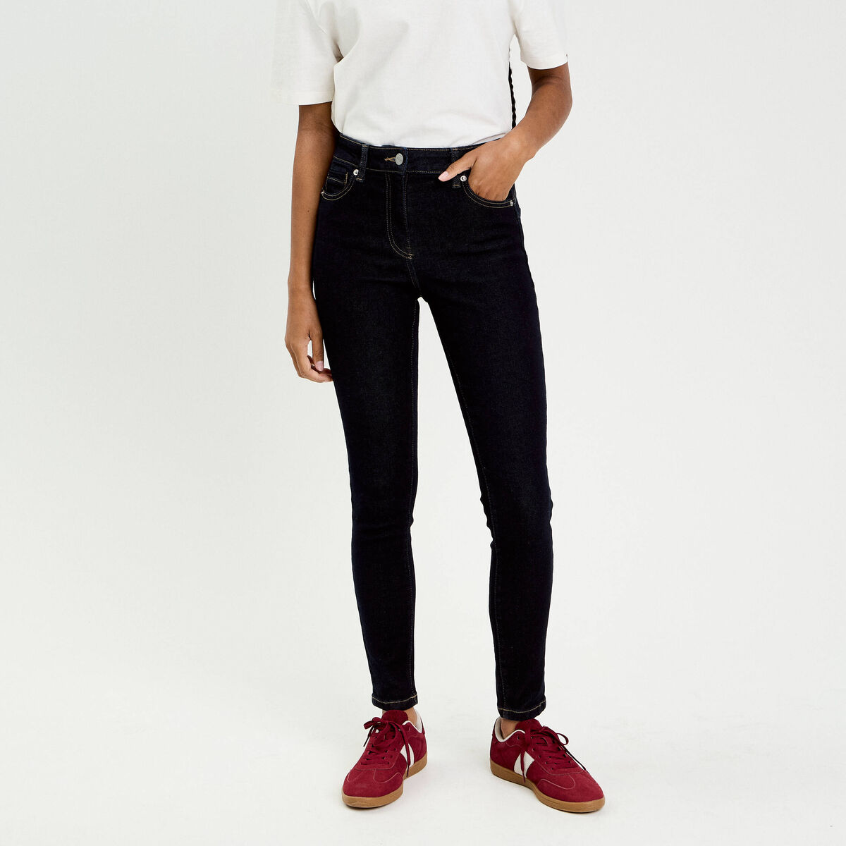 Jean skinny push-up taille standard denim brut femme
