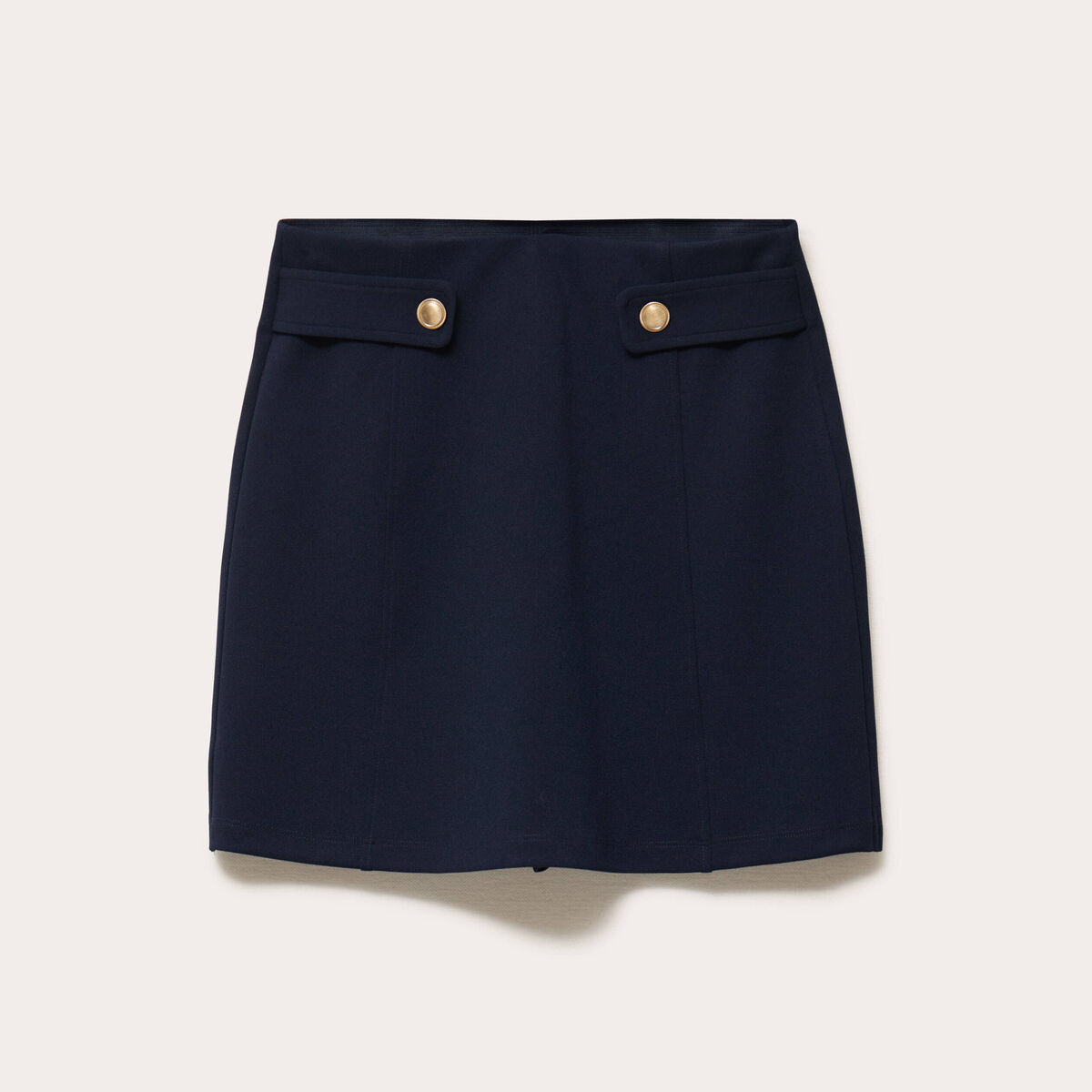 Jupe-short en maille avec boutons bleu marine femme