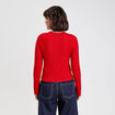 Pull ajust&eacute; col rond manches longues rouge femme