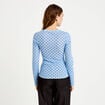 T-shirt ajust&eacute; col rond manches longues bleu ciel femme