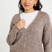 Gilet boutonn&eacute; avec col en V taupe femme