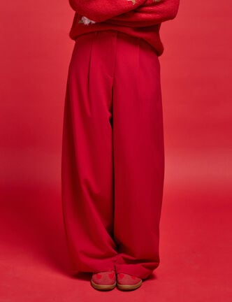 Pantalon barrel taille standard rouge femme
