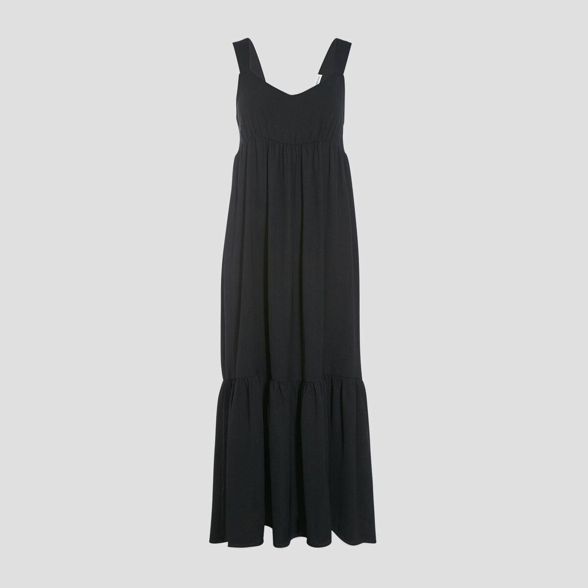 Robe longue &eacute;vas&eacute;e bretelles noir femme