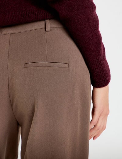 Pantalon large ventre plat taupe femme