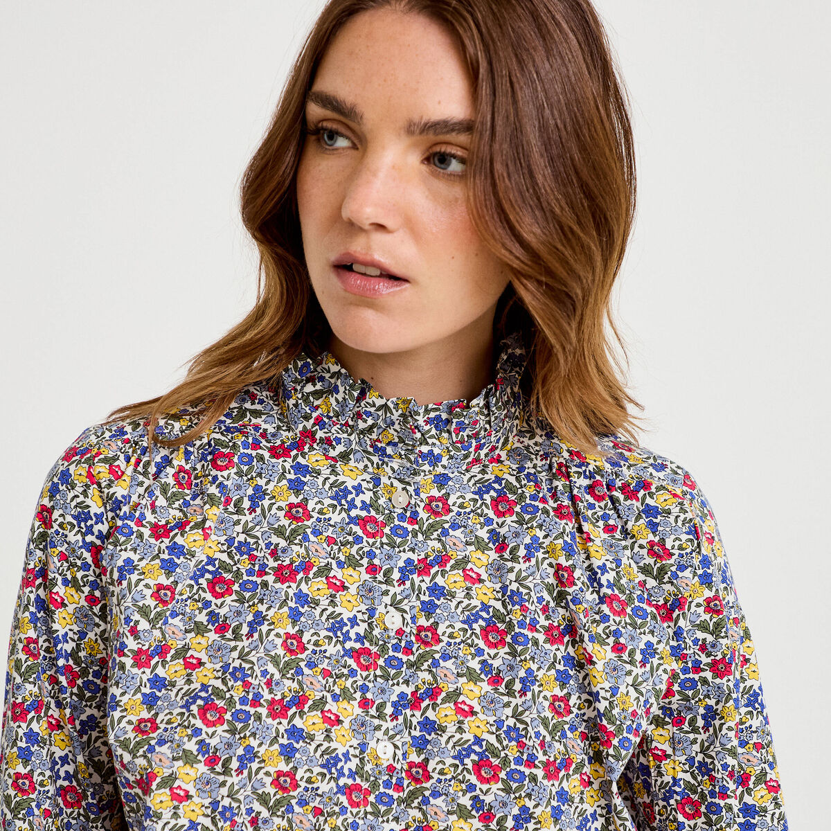 Chemise droite manches longues blanc femme