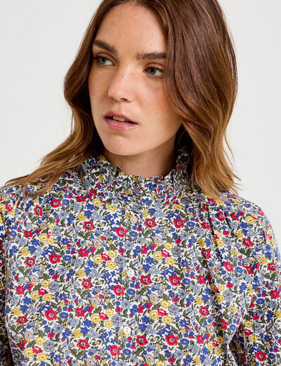 Chemise droite manches longues blanc femme