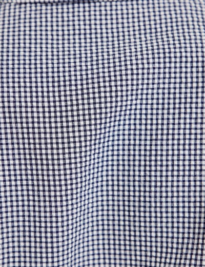 Chemise cintr&eacute;e manches courtes bleu marine femme