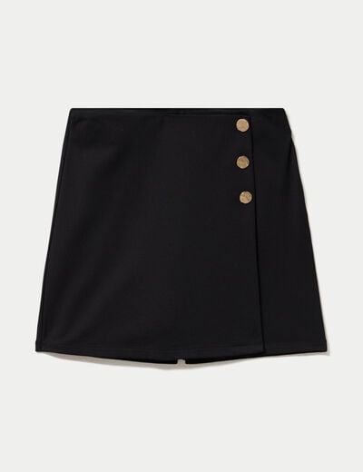 Jupe-short trap&egrave;ze en maille noir femme