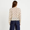 Blouse droite col v manches longues blanc femme