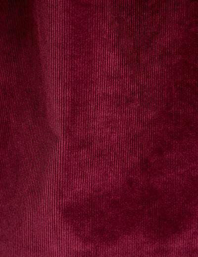 Robe &eacute;vas&eacute;e velours col montant bordeaux femme