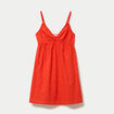 Robe courte &eacute;vas&eacute;e col v bretelles orange fonc&eacute; femme