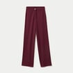 Pantalon large taille haute rouge femme