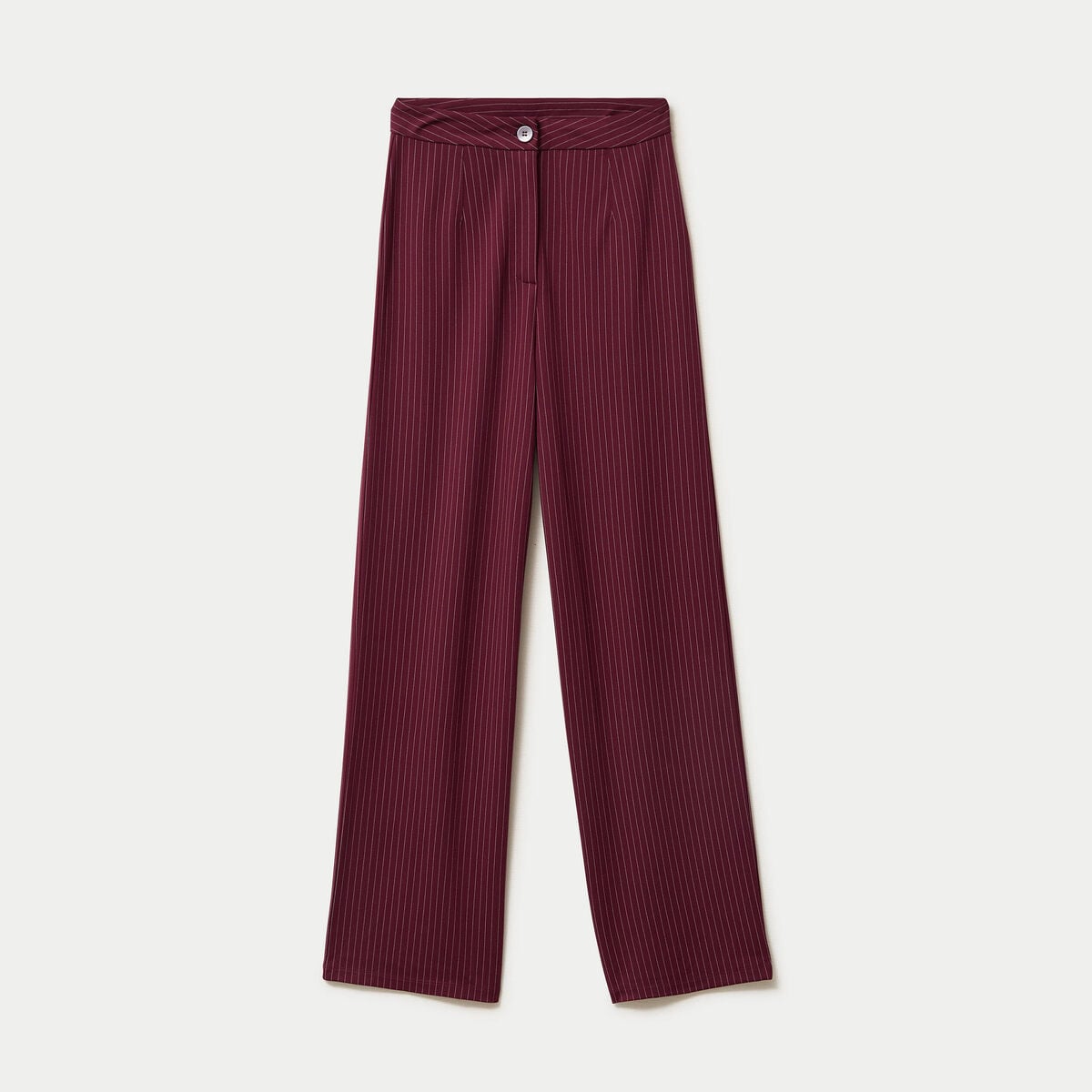 Pantalon large taille haute rouge femme