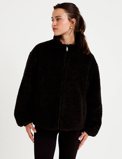 Parka r&eacute;versible effet polaire noir femme