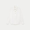 Chemise droite pliss&eacute;e manches longues ecru femme