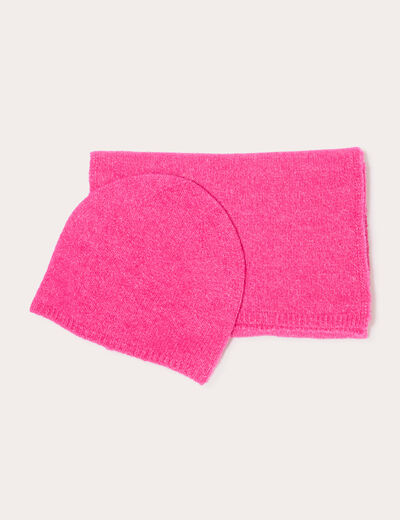 Ensemble bonnet et &eacute;charpe pr&ecirc;t &agrave; offrir rose fushia femme