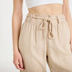 Pantalon large 7/8&egrave;me taille haute sable femme