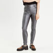 Pantalon skinny enduit gris fonc&eacute; femme