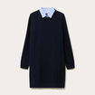 Robe pull col 2-en-1 bleu marine femme