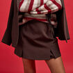 Jupe-short droite fentes marron fonc&eacute; femme