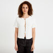 Gilet droit court manches courtes ecru femme