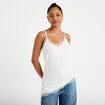 D&eacute;bardeur ajust&eacute; d&eacute;collet&eacute; dentelle ecru femme