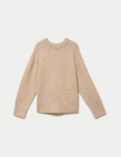 Pull manches longues beige femme