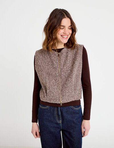 Veste sans manches effet polaire sable femme