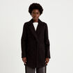 Manteau droit mi-long col tailleur noir femme