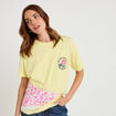 T-shirt bouclettes manches courtes jaune pastel femme