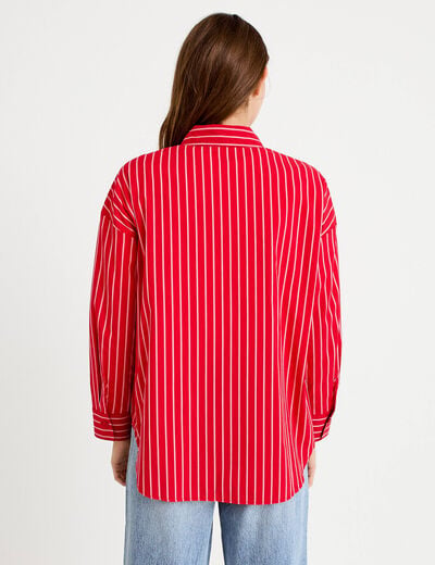 Chemise oversize manches longues rouge femme