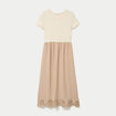 Robe longue &eacute;vas&eacute;e bi-mati&egrave;re brod&eacute;e sable femme