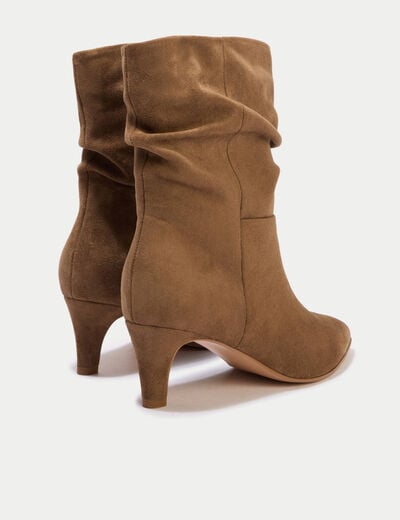 Bottines aspect daim camel femme
