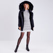 Parka &agrave; capuche fausse fourrure noir femme