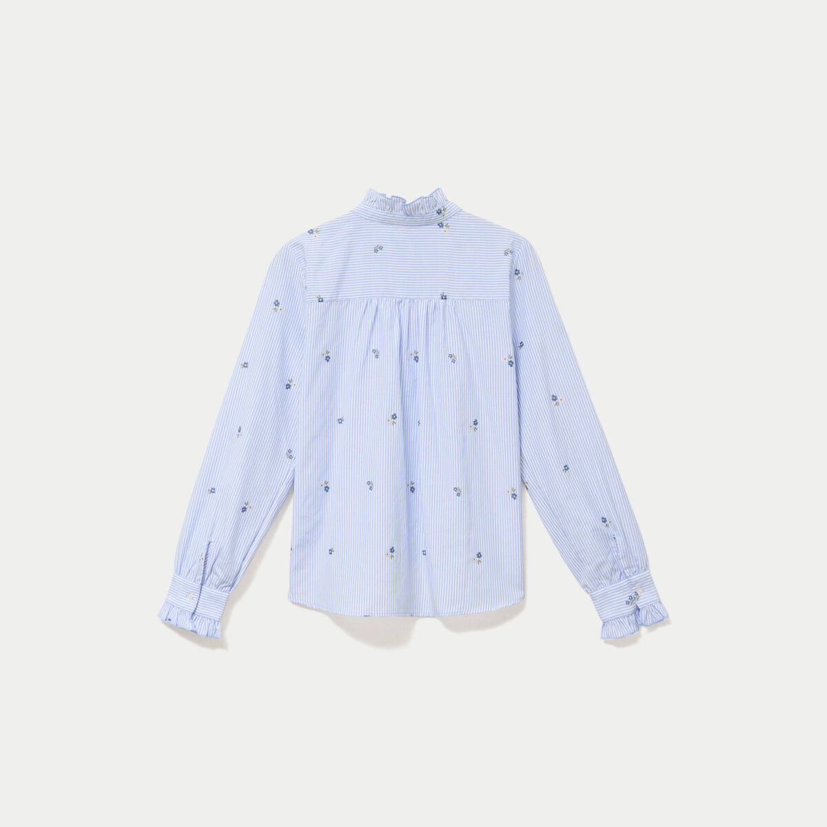 Chemise droite manches longues bleu ciel femme