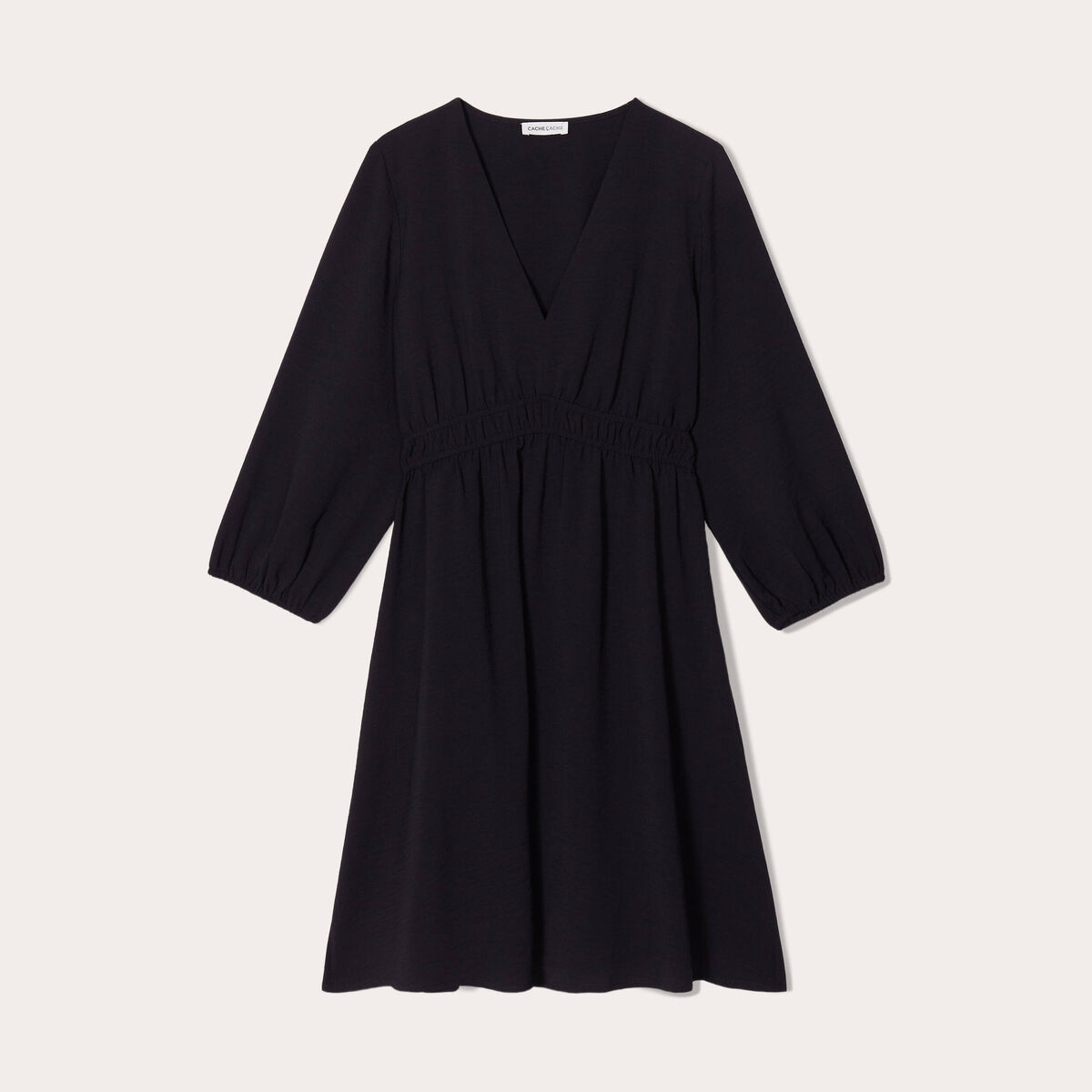 Robe &eacute;vas&eacute;e manches 3/4 noir femme